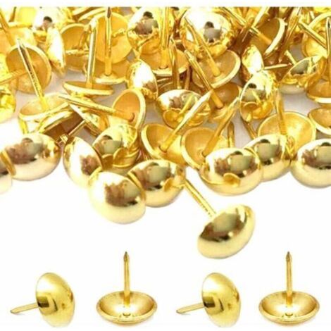 500 Pièces Clous de Tapissier, Basicon Robuste 10X8 MM Bronze Clous Tapissier Décoratifs Clou Rétro DIY Clous d'Ameublement pour Meubles Canapés Fauteuils Lits Chaises Vintage Decoratif, Or (1/5)
