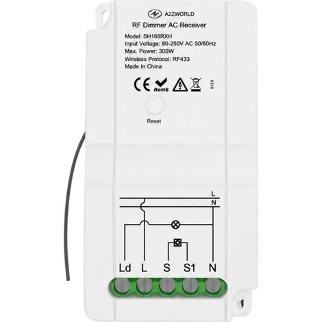 Ricevitore RF AC Led Dimmer Senza Fili Taglio di Fase 220V 300W Ingresso Radio Frequenza e Pulsante NO (1/3)