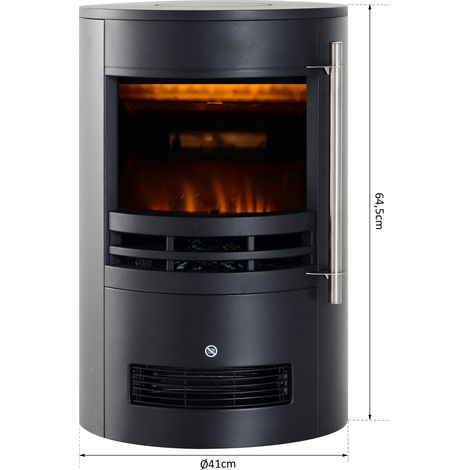 Elektrokamin mit Heizung, elektrischer Kamin mit LED Flammeneffekt, 900/2000W Dekokamin, elektrisch Kaminfeuer Kaminofen, Schwarz (1/5)