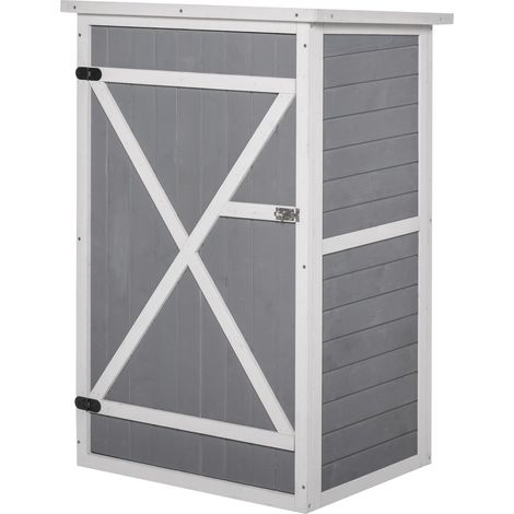 Armario de jardín de madera 75 x 56 x 115 cm con 2 estantes negro gris blanco (1/5)