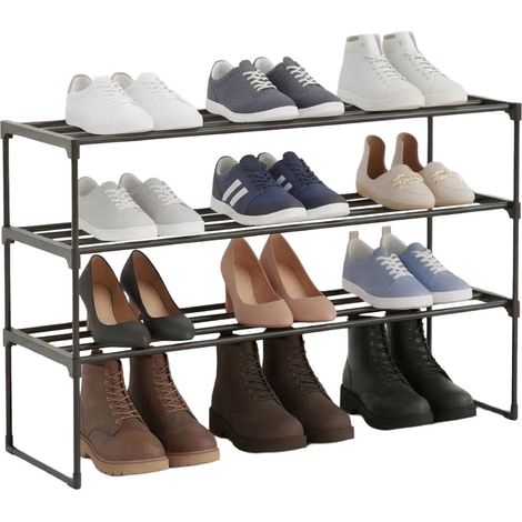 Shoe Rack, Stackable Metal Frame With Plastic Tiers (1/5)