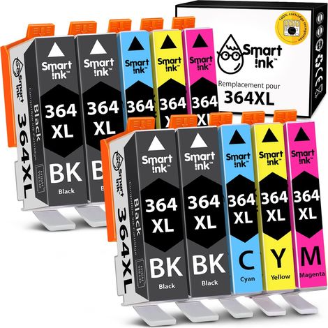 Cartouche d’Encre Compatible pour HP 364 XL 364XL High Yield 10 Pack (4 Noir & Cyan Magenta Jaune) pour HP Photosmart 5510 5520 6510 6525 B210a C5380 Deskjet 3070A 3520 Officejet 4620 4622