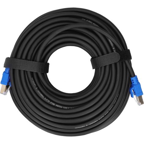 Câble Ethernet Cat8 40Gbps 2000MHz, Blindé, Connecteurs RJ45 Dorés, pour Routeurs, Réseaux et Adaptateurs (20m) (1/5)