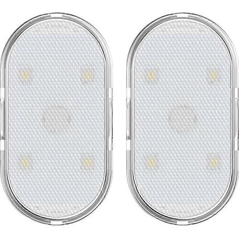 Lot de 2 appliques murales d'intérieur sans fil pour voiture, éclairage LED pour placards et meubles, lampe de lecture portable.-5.30X2.70X0.50CM-Transparent