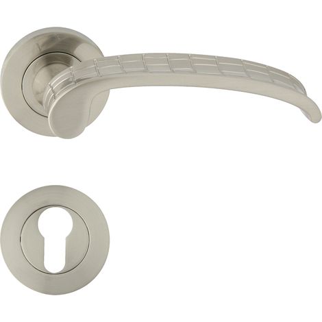 DOMINO Poignée de porte SKIN R M9 PZ Poignée avec plaque PZ pour cylindre profilé Nickel (1/5)