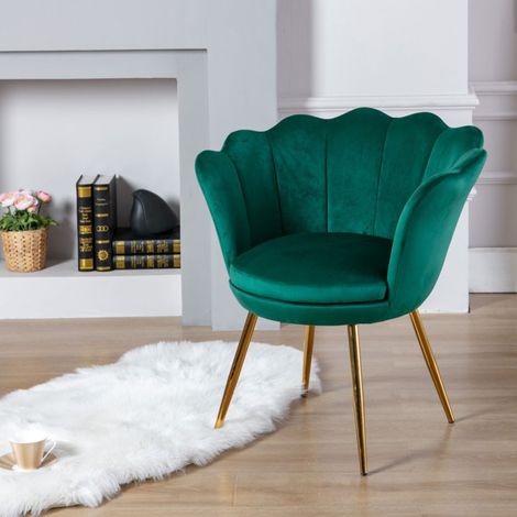 Wahson Fauteuil en Velours,  Coquillage avec Fauteuil de Salon Moderne Chaise  in velluto,per la camera da letto e il soggiorno, Verde