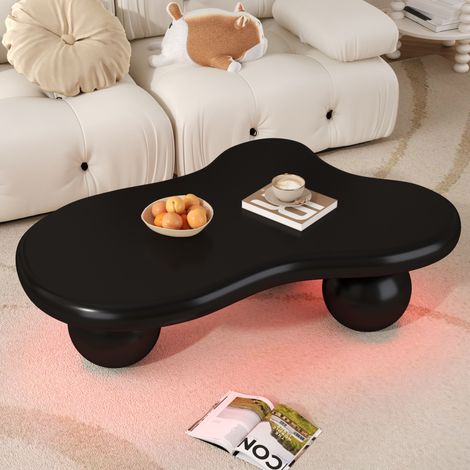Mesa de centro nube 95x62.5x32 cm con LED 16 colores, mesa auxiliar infantil, moderna MDF negro (1/5)