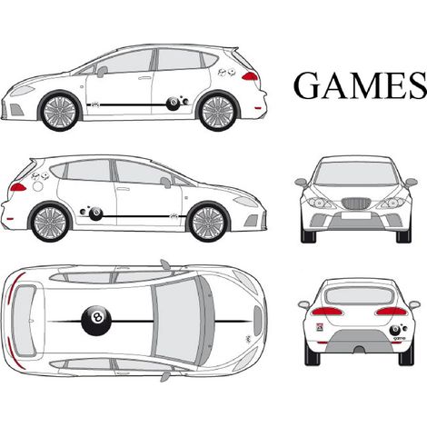 Set complet Adhesifs -GAMES- Taille M - Car Deco