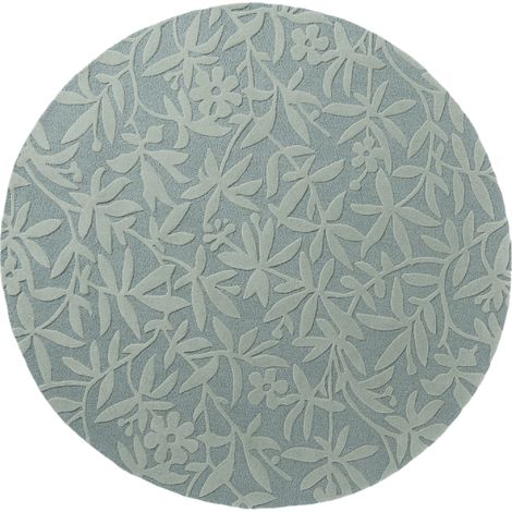 Tapis rond fait main Ø200cm vert en laine motif floral pour salon CLEAVERS (1/5)