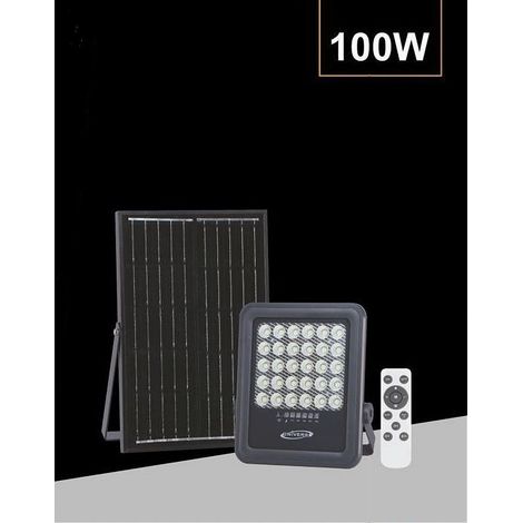 TrAdE Shop Traesio - Faro Led 100 Watt Con Pannello Solare Luce Naturale 4000k Telecomando Tk09-100w - (1/3)
