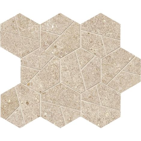 Mosaïque effet Pierre Calcaire Beige Sable Hexa 28,5x25x0,9 cm Mat Domella - Sol et mur intérieur (vendu par carton de 0,428 m²) - RO'MA CARRELAGE