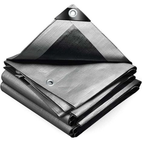 240 g/m² Polyethylen-Schutzplane, extrem strapazierfähig und wasserdicht, beidseitig mit Aluminiumösen versehen, wasserdichte Abdeckung für Garten und Pool, 3 x 4 m – Crezuo