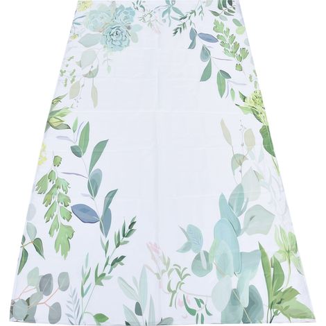 Rideau de douche de style simple avec motif de feuilles de plantes, crochets inclus, pour salle de bain, maison et hôtel. (1/5)