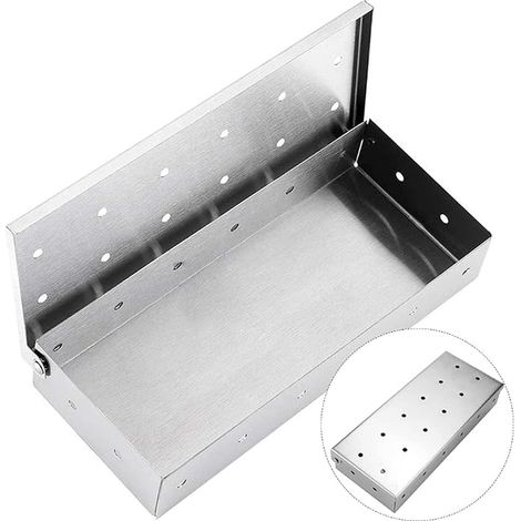 Boîte de Fumage, Boîte Fumoir Barbecue Générateur de Fumée Portatif Accessoire Barbecue, BBQ Smoker Box en acier inoxydable Boîte à Fumoir pour Barbecue (Bois de Fumage) (1/5)