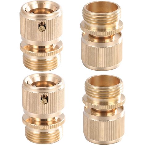 Lot de 4 raccords rapides en laiton pour tuyau d'arrosage, 3/4", buse pour cuisine, jardin, extérieur (1/5)