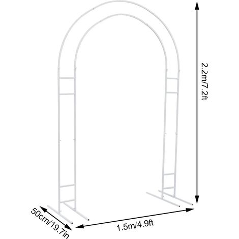 Metall-Hochzeitsbogen-Ständerrahmen, modernes Design, freistehende Struktur, M, WEISS (1/2)
