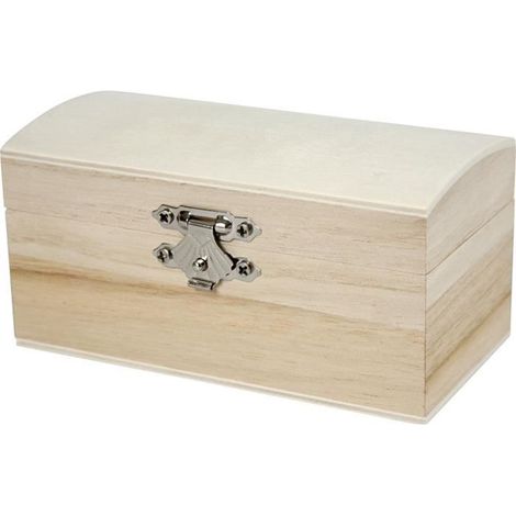 Coffret en bois - Réf 574940 - Couverture ronde - Serrure métallique - Beige