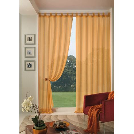 Home Collection Boucle Tenda, Poliestere, Giallo, 140x290 cm (1/2)