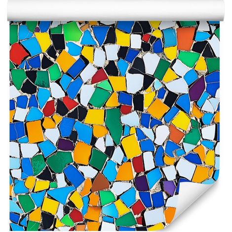 Papier peint mosaïque colorée bleu, mer, azur et jaune 50x1000 cm (1/5)