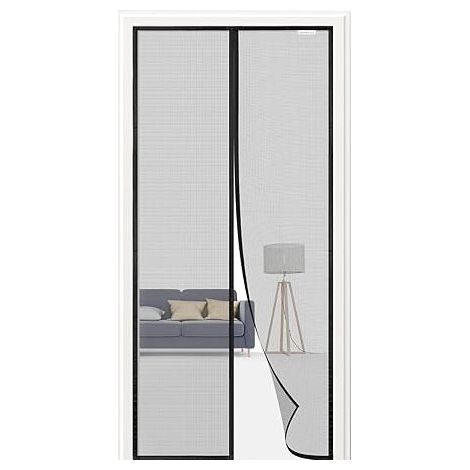 TAISHENGDA-Moustiquaire magnétique, porte moustiquaire de balcon, sans perçage, convient aux portes de balcon, portes-fenêtres, portes-fenêtres, noir, 90 x 220 cm (1/5)