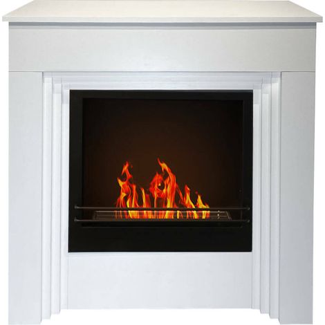 Dmora - Bioethanol-Kamin Dstephanesing, Ökologischer Kamin, Rauchfreies Feuer, Heizung mit Ethanol, Made in Italy, 96x35 h96 cm, Weiß
