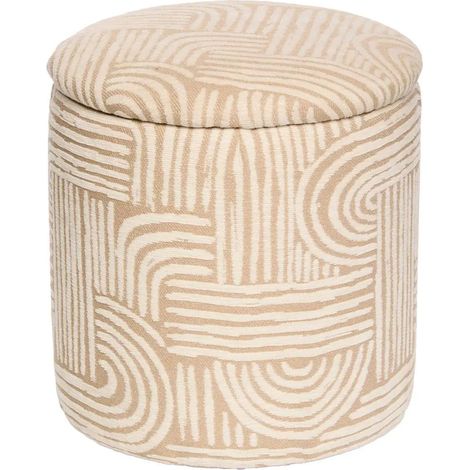 Pouf Coffre Chenille "Nubo" 34cm Beige (1/3)