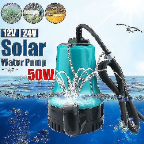 Pompe à eau solaire 50 W 4500 l/h 2,5 m, 24 V CC, moteur sans balais, pompe submersible pour la circulation de l'eau, l'irrigation, les fontaines et les bassins à poissons.