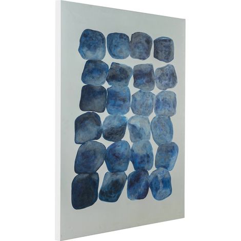 Toile abstraite bleue en acrylique - Blanc et bleu (1/3)