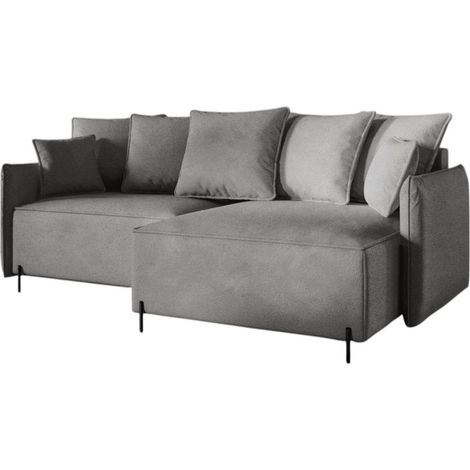 Ecksofa Schlafsofa BETTO Stoff Now or Never Dunkelgrau Ottomane Rechts (1/4)