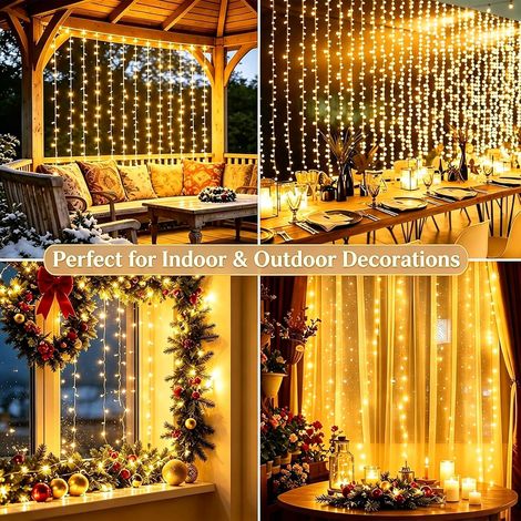 LED Rideau Lumineux Intérieur Noël 300 LED 3m x 3m Guirlande Lumineuse (1/5)