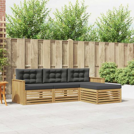 vidaXL Outdoor-Sofagarnitur 4 Stk. Weiß und Anthrazit (1/5)