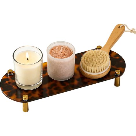Plateau pour Plan de Toilette Décor en Acrylique Imitation Écaille,Plateaux pour Lavabo Et Coiffeuse De Salle De Bain pour Famille, Amis, Hommes, Femmes, Maison, Intérieur, Chevet et (1/5)