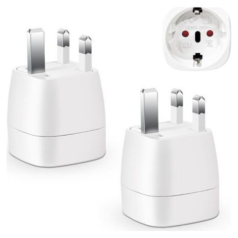 2 Pièces Adaptateur Prise Anglaise, Adaptateur de Voyage France/Europe ver ,Francaise FR 2 Broches vers GB 3 Broches pour Irlande, Angleterre, Ecosse,Dubaï, Adaptateur Type G (1/5)