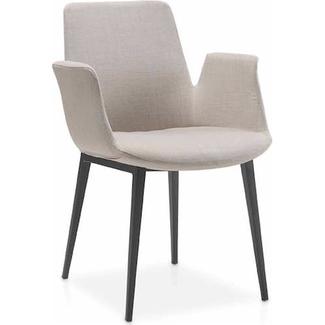 Chaise rembourrée en tissu structure acier. - Gris, noir (1/5)
