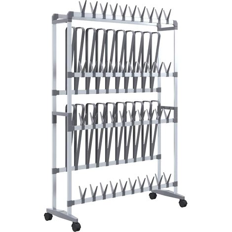 Scarpiera Mobile per scarpe con Ruote Argento 89x27x120 cm (1/5)