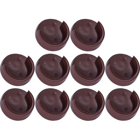 10x Support de tringle rond Ø 25mm en plastique Tube Barre Penderie Dressing Armoire Placard Montage Mural, marron foncé