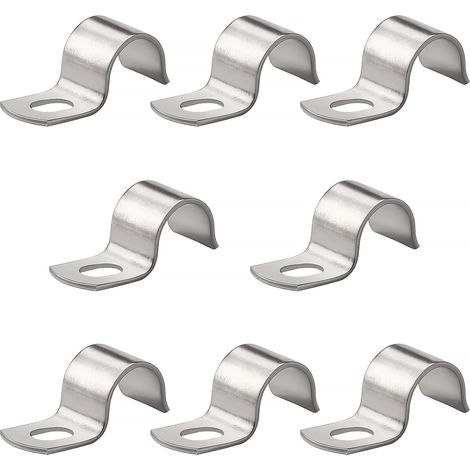 8 Pièces Ø 14mm Monotrou Collier de Serrage en U, 304 Acier Inoxydable U-Tube Pince Anneau, Attache Grillage Rigide, pour la Fixation Câbles, Fils et Tuyaux (1/5)