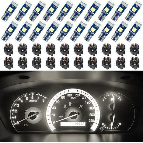 20er-Pack T5-LED-Lampen für das Armaturenbrett, helle 3030-3SMD-Ersatzlampen mit Drehverschlussfassung, warmweiß (1/5)