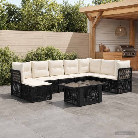 Set Divano da Giardino 9 pz Nero polyrattan vidaXL (1/5)