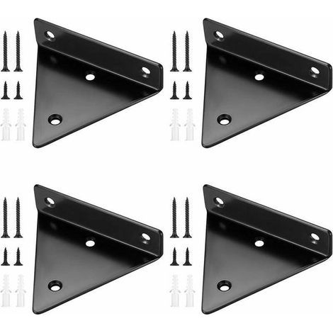 4 Pièces Supports d'étagère Flottants, Supports à Tablettes Muraux Triangulaires Invisibles, Equerre Etagere Murale Métal pour étagère (1/5)