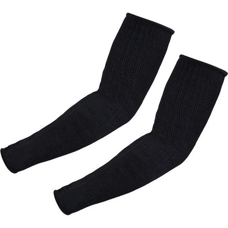 2 manchons de protection pour bras, résistants aux coupures et à la chaleur, en fil d'acier inoxydable et polyester, longueur 38 cm, noir (1/5)