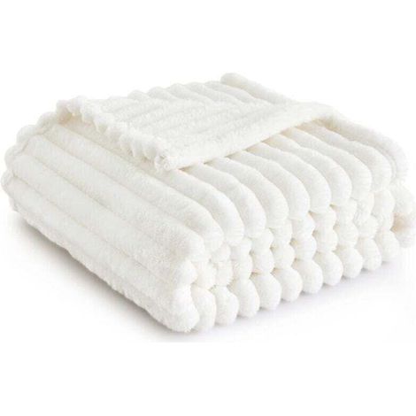 Couverture blanche pour canapé – Couvertures super douces et confortables pour femmes, jolie petite couverture polaire pour filles, 100 x 150 cm