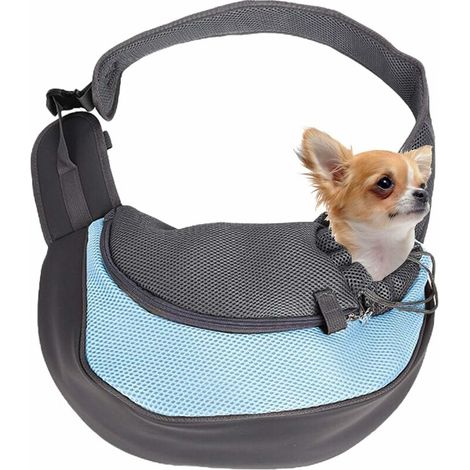 Sac de transport pour chien et chien, sac de transport en filet pour petits animaux, sac bandoulière respirant, sac de transport mains libres pour chats et chiens en voyage (1/5)