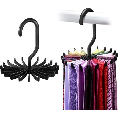 Perchero multifuncional para corbatas, con capacidad para hasta 20 corbatas, organizador de corbatas, para colgar corbatas, organización de armario, color negro. (1/5)