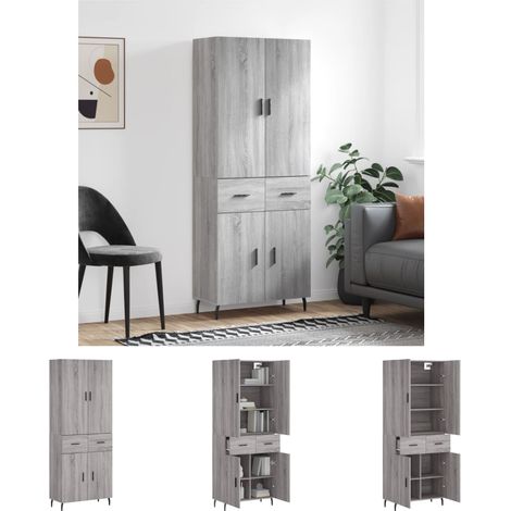 Wohnzimmer - vidaXL Highboard Grau Sonoma 69,5x34x180 cm Holzwerkstoff - Stauraum (1/5)