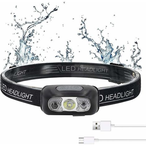 Lampe Frontale LED USB Rechargeable Puissante Super Lumineux, Torch Frontale avec 500 LM, 3 Modes d'Éclairage, IPX1 Étanche, Détecteur de Mouvement Lampe pour Enfants,Running,Lecture etc. (1/5)