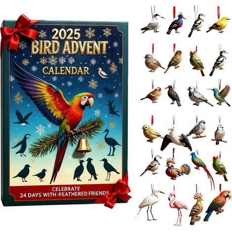 Calendrier De Lavent Oiseaux - 24 Décorations Accrochables En Acrylique Pour Arbre De Noël - Compte À Rebours De Noël - 1 Pièce (1/5)