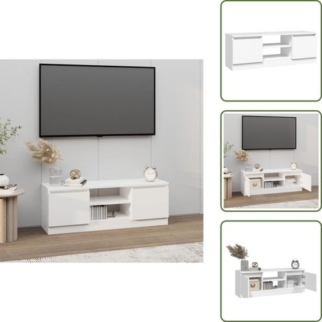 TV-Schrank mit Tür Weiß 102x30x36 cm - TV Schrank - Holzwerkstoff Möbel - Weißer TV Stand - Fernsehtisch - Wohnzimmerschrank (1/5)