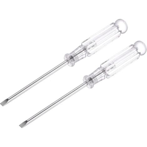 Mini tournevis à fente, tête plate de 3,0 mm avec poignée transparente pour petits appareils, 2 pièces (1/4)