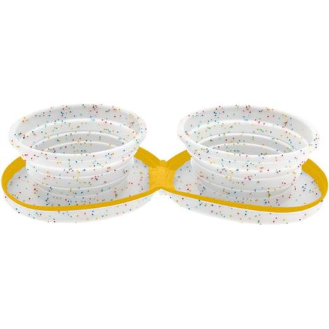 Ciotola Compact da viaggio in silicone pieghevole con zip modello Confetti per cani e gatti